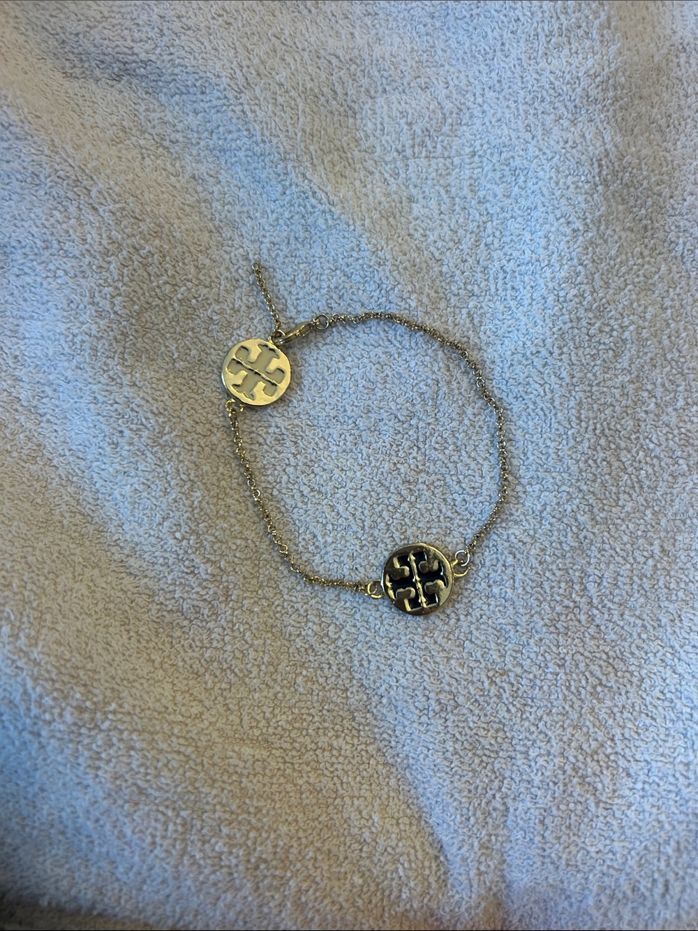Tory Burch Gold Logo Disc Chain Bracelet